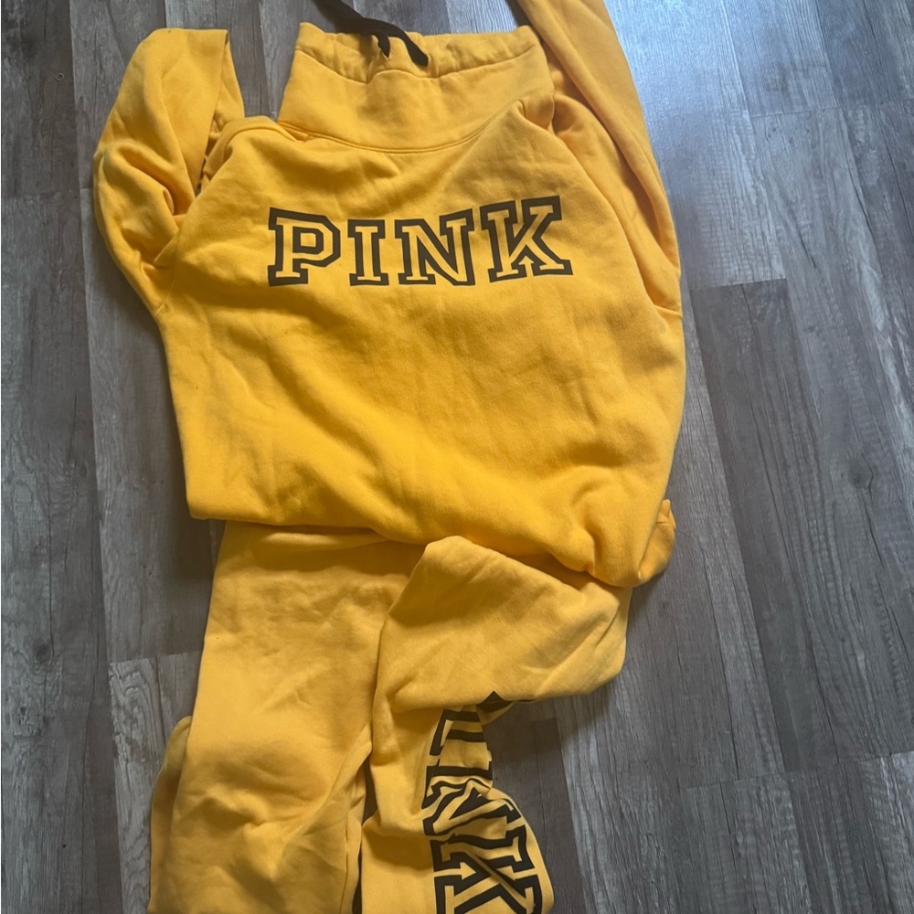 Yellow PINK Sweatshirt and Sweatpants Set